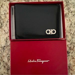 Salvatore Ferragamo Revival Gancini Bi-Fold Wallet Navy